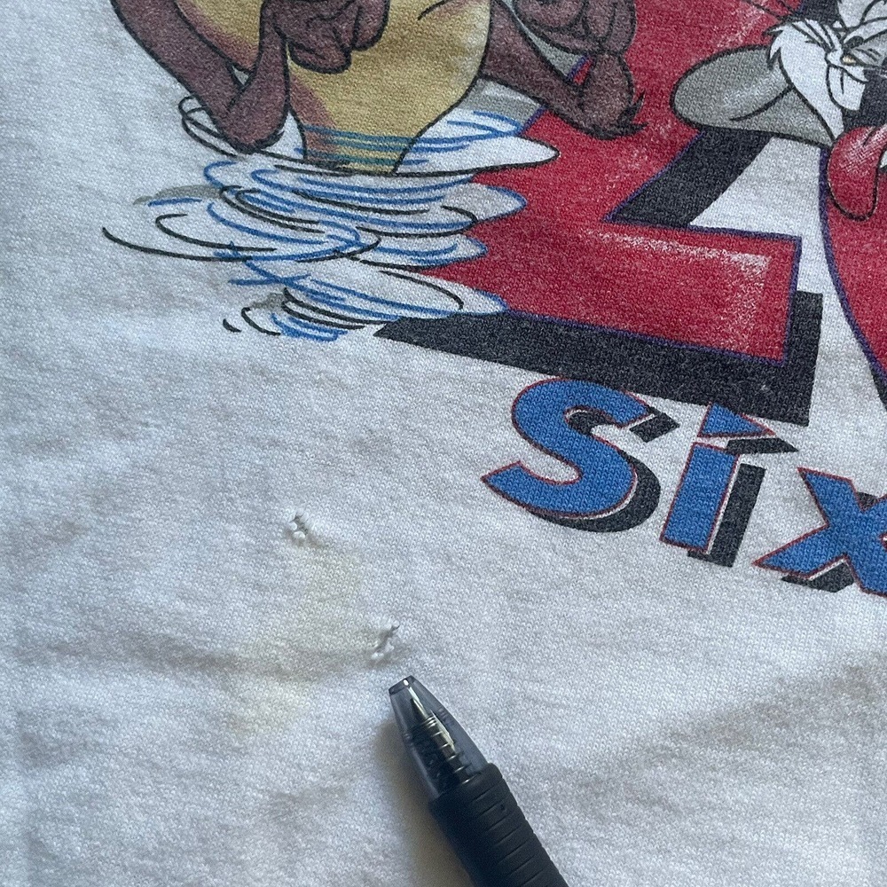 Rare VTG SIX FLAGS Looney Tunes Bugs Taz Tweety Porky 2000 T Shirt 90s 2000s 2XL - Picture 6 of 9